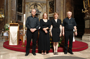The quartet after singing mass for the first time at San Silvestro
